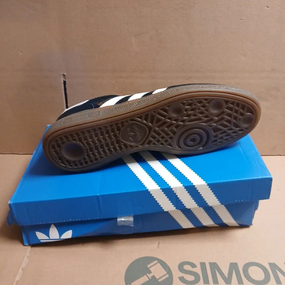 BOXED PAIR OF ADIDAS HANDBALL SPEZIAL SNEAKERS – NAVY SUEDE, UK 8 