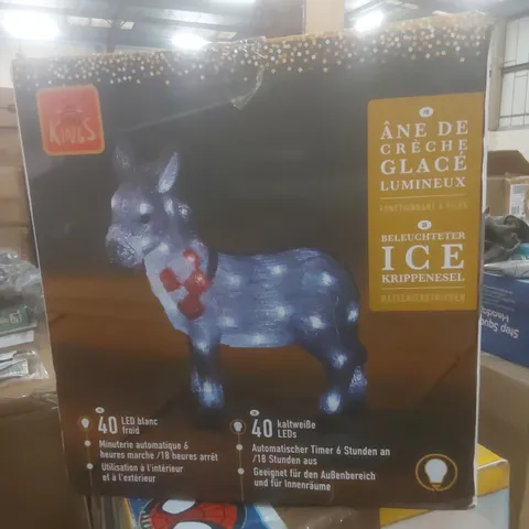 BOXED THREE KINGS INLIT ICE NATIVITY DONKEY