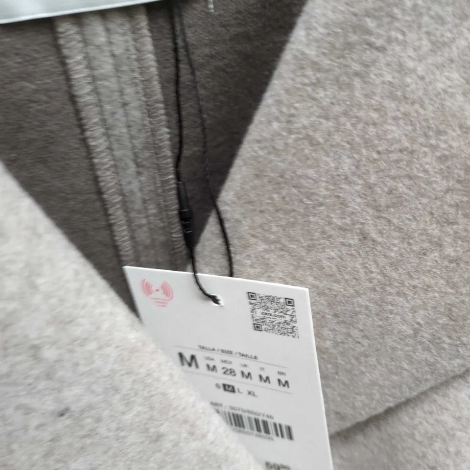 ZARA WOMEN'S BEIGE WOOL-BLEND COAT – SIZE M, MADE IN CAMBODIA