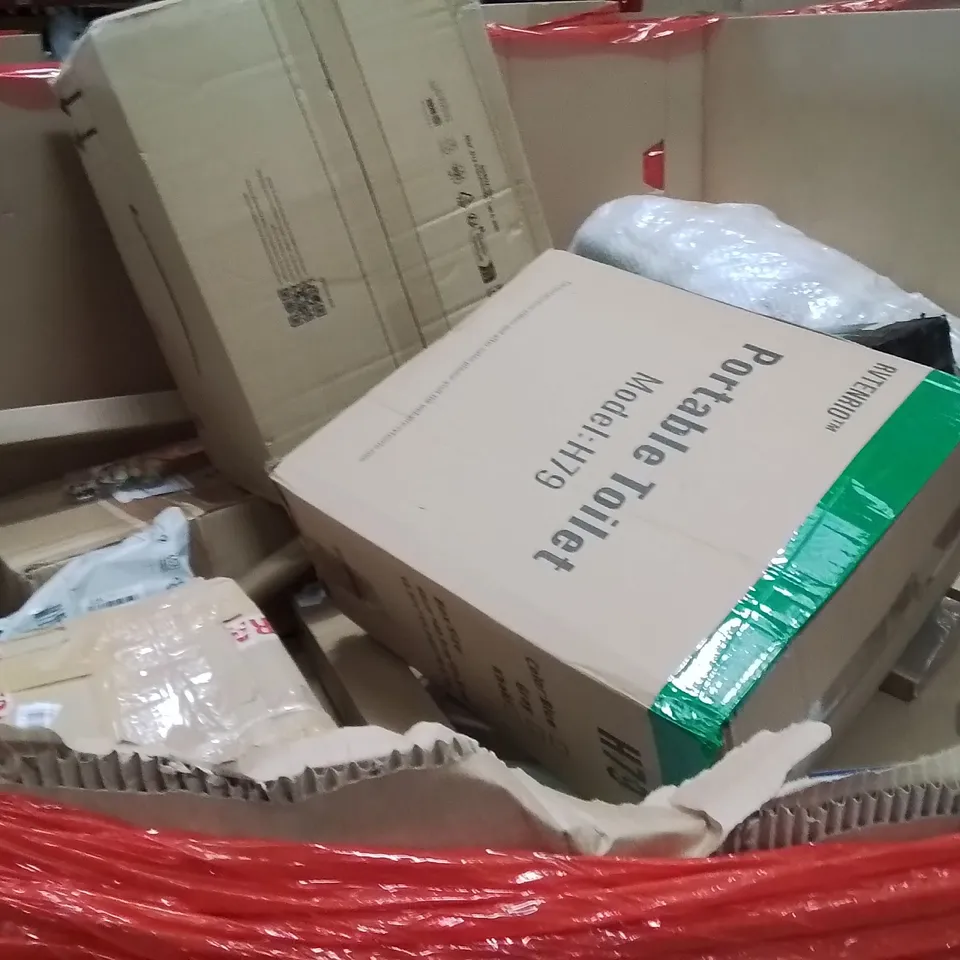 PALLET OF ASSORTED HOUSEHOLD GOODS AND PRODUCTS TO INCLUDE;SHELVING RACK,PORTABLE