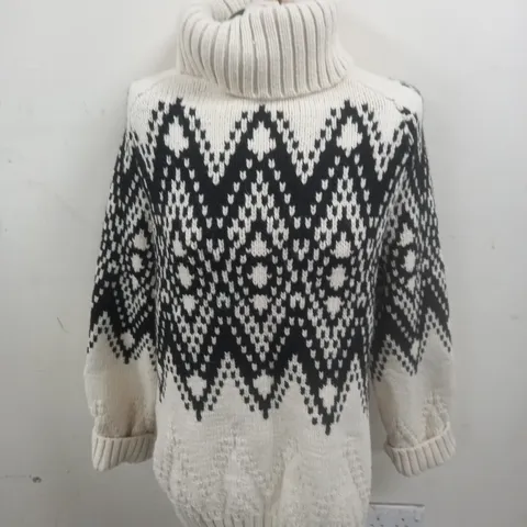 H&M ROLL NECK FAIRISLE JUMPER - EUR M