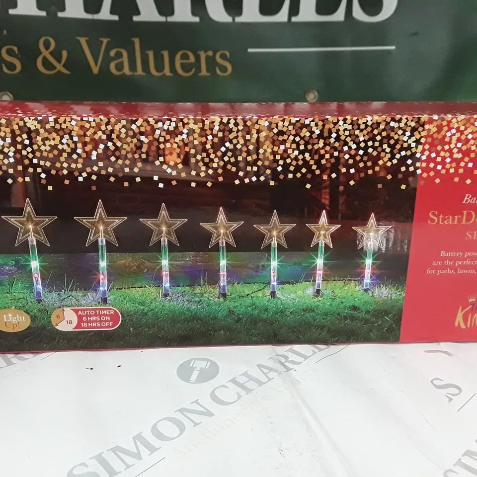 BATTERY POWERED SET OF 8 STAR DECOR STAKES