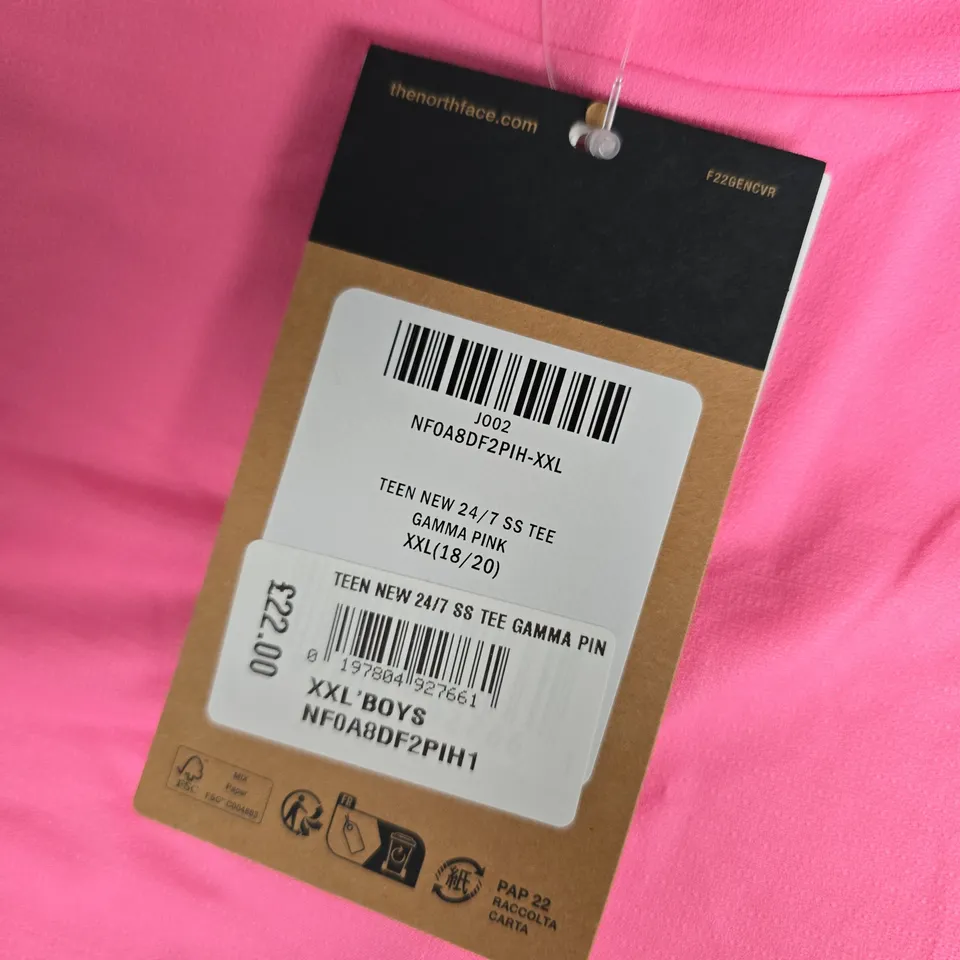 THE NORTH FACE TEEN 24/7 SS TEE GAMMA PINK UK 18-20 (XXL)