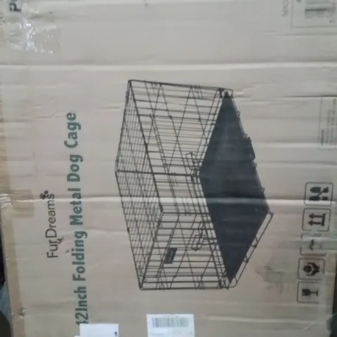 BOXED 42INCH FOLDING METAL DOG CAGE 