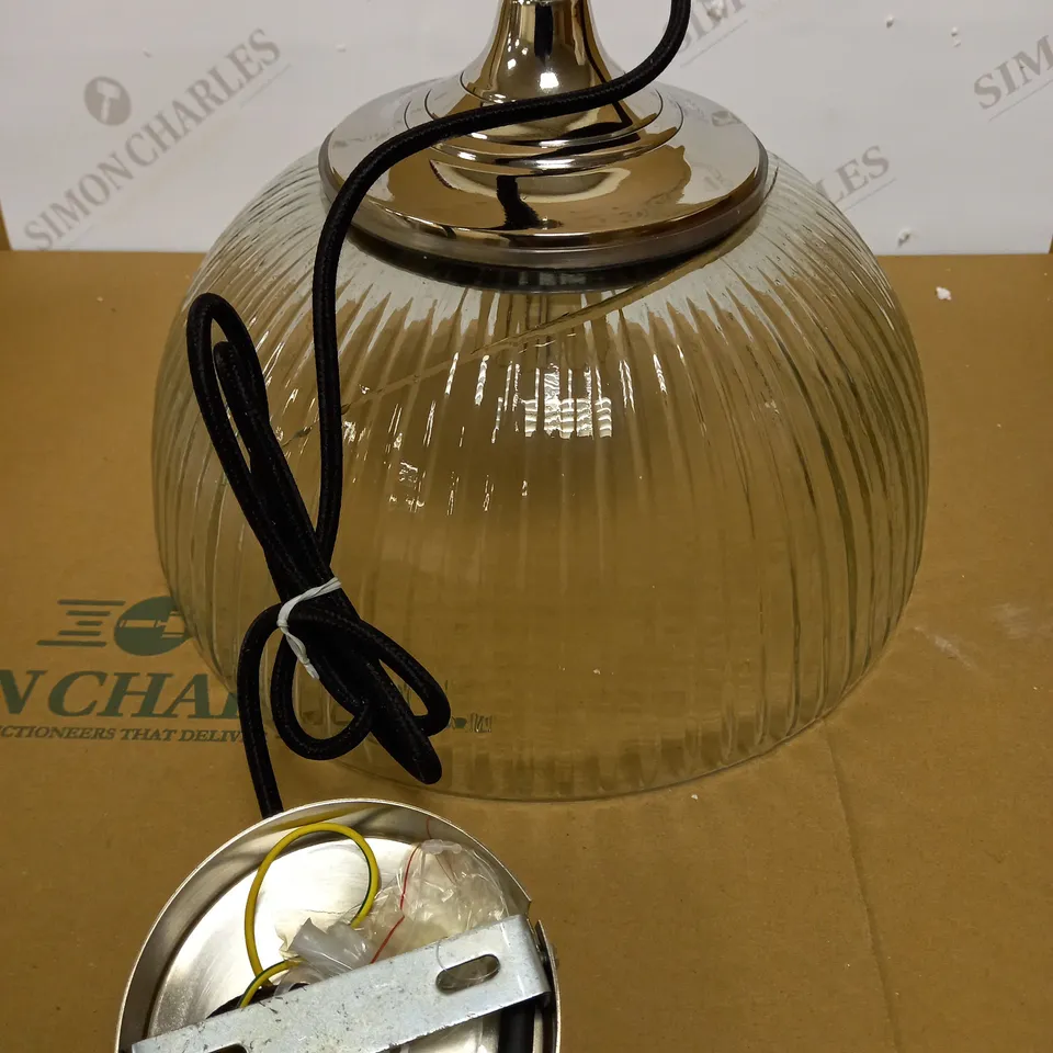 DAR LIGHTING YAMBOL PENDANT POLISHED NICKEL CLEAR GLASS LIGHT FIXTURE