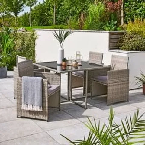 BOXED 4 SEATER DINING CUBE SET - GREY (2 BOXES)