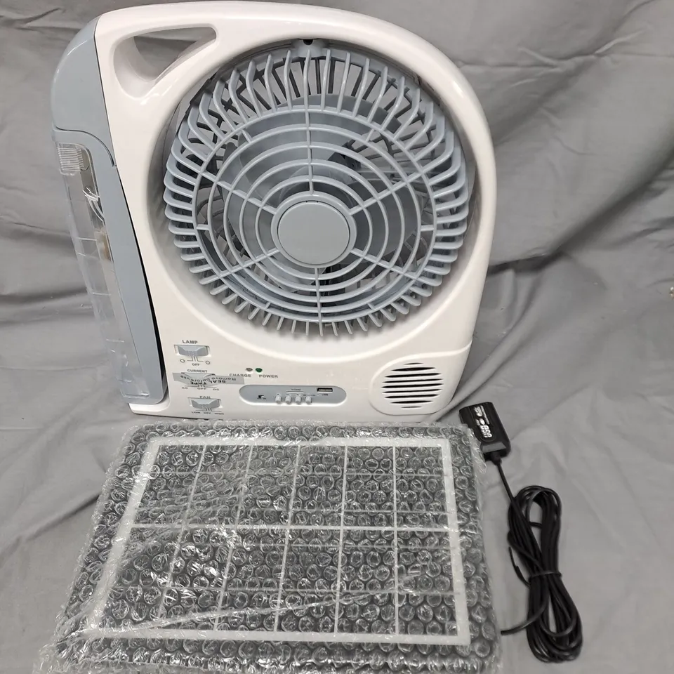 6-IN-1 FAN WITH LED LAMP – PORTABLE DESK FAN WITH SOLAR PANEL (BOXED)