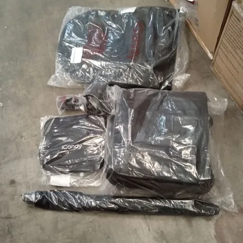 BOXED ICANDY ACCESSORIES PACK - BLACK EDITION // TO INCLUDE; CHANGING BAG, FOOTMUFF, PRAM PARASOL, CUPHOLDER ETC