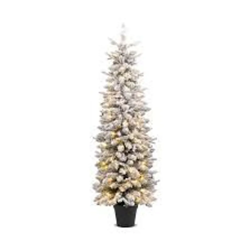 BOXED ARTIFICIAL PRE-LIT CHRISTMAS TREE SNOW FLOCKED XMAS TREE