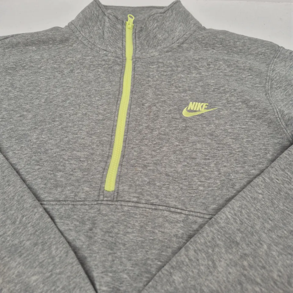 NIKE ZIP-NECK FLEECE HOODIE – GREY - SIZE L