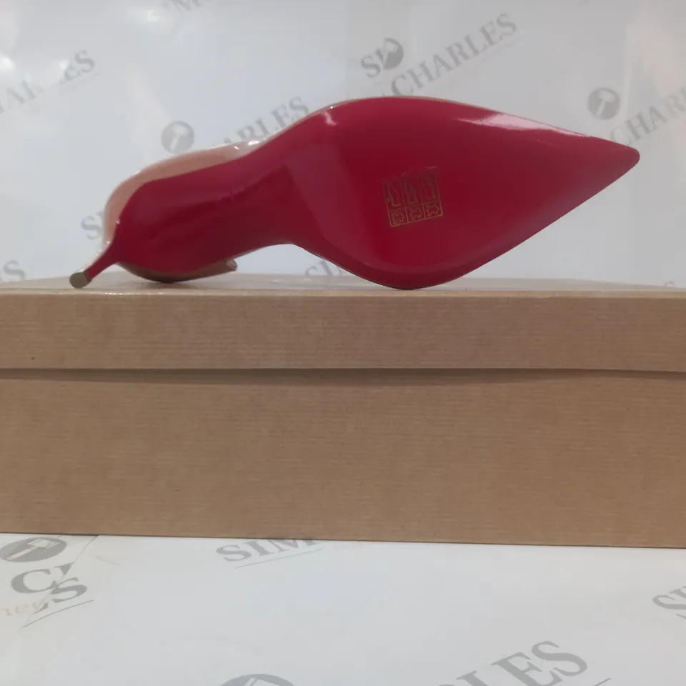 BOXED PAIR OF CHRISTIAN LOUBOUTIN POINTED TOE HIGH HEELS IN NUDE EU SIZE 37.5