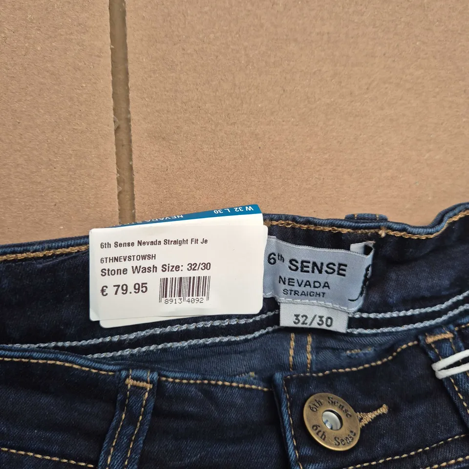 6TH SENSE NEVADA STRAIGHT JEANS – DARK DENIM, SIZE 32/30 (UK 32)