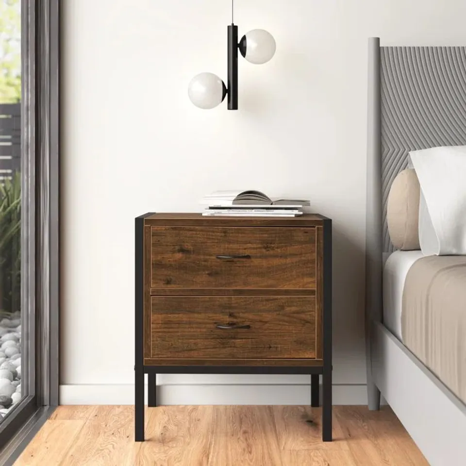 BOXED ABBEY MANUFACTURED WOOD BEDSIDE TABLE (1 BOX)