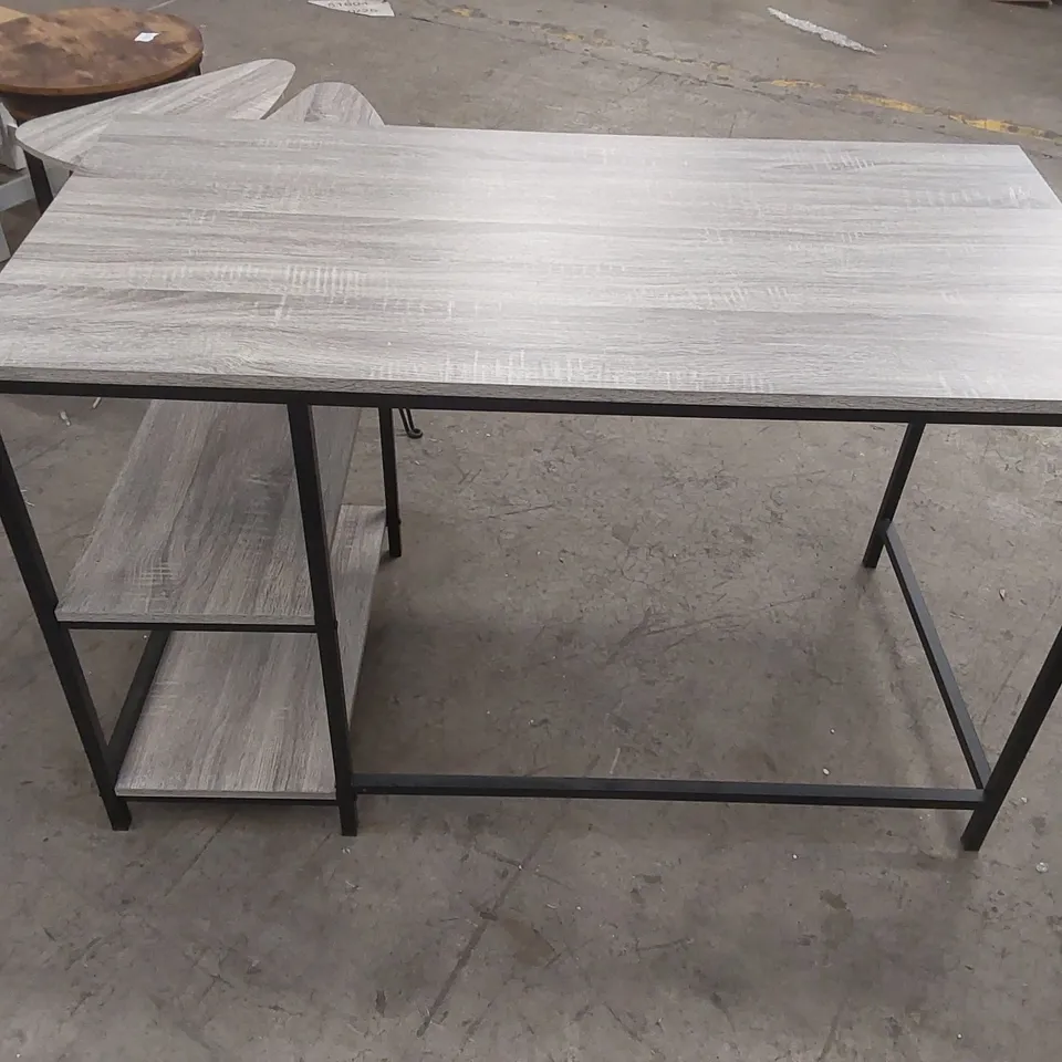 BROOKLYN GREY WOOD DESK WITH SHELVES AND METAL FRAME
