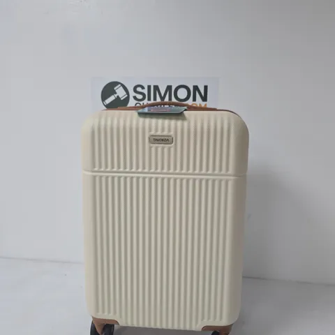 TAVOXDA TRAVEL LUGGAGE – BEIGE HARD-SHELL CARRY-ON WITH 4 WHEELS