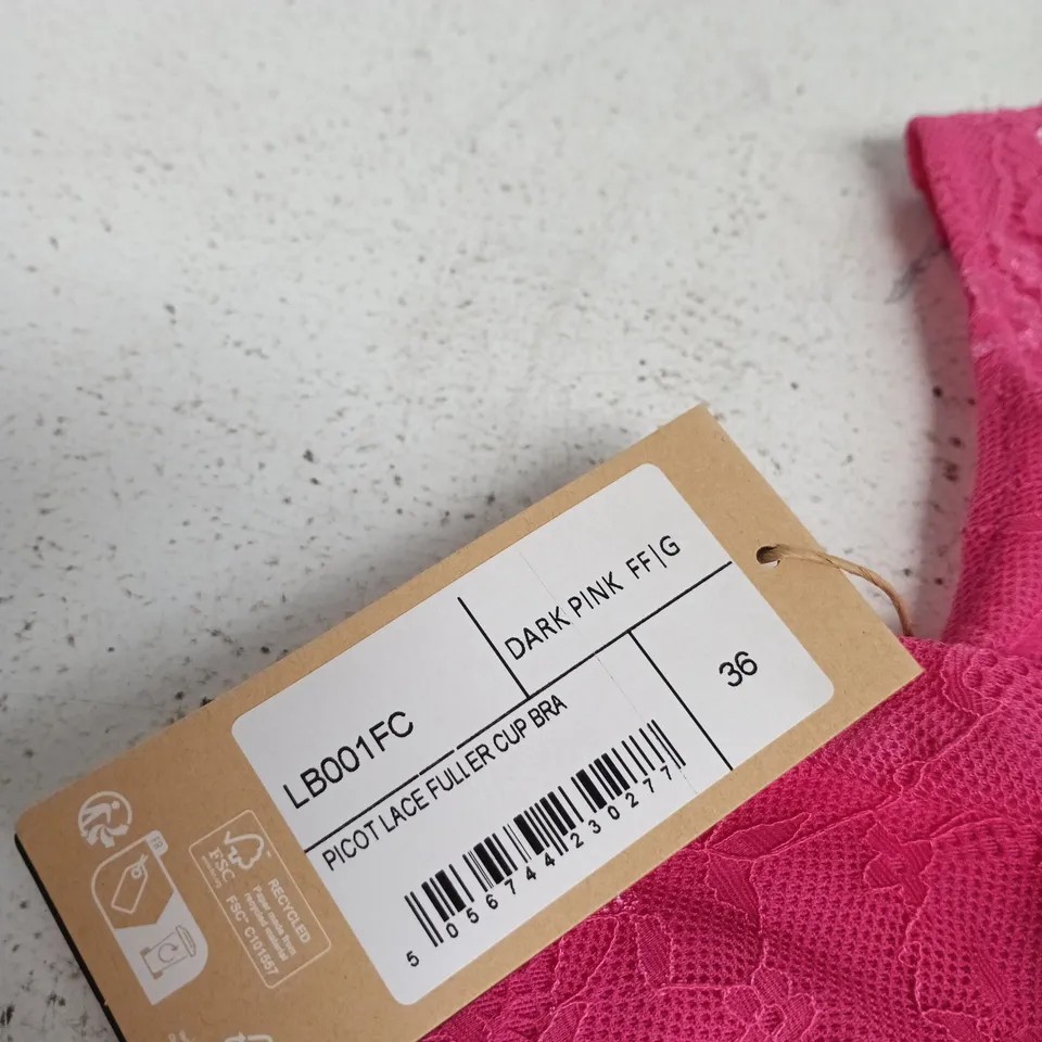 LEMONADE DARK PINK LACE FULL CUP BRA, UK SIZE 36