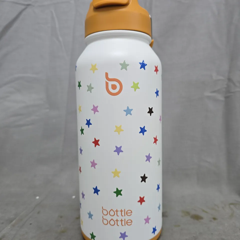 BOTTLE BOTTLE WATER BOTTLE – WHITE WITH MULTICOLOUR STAR PATTERN