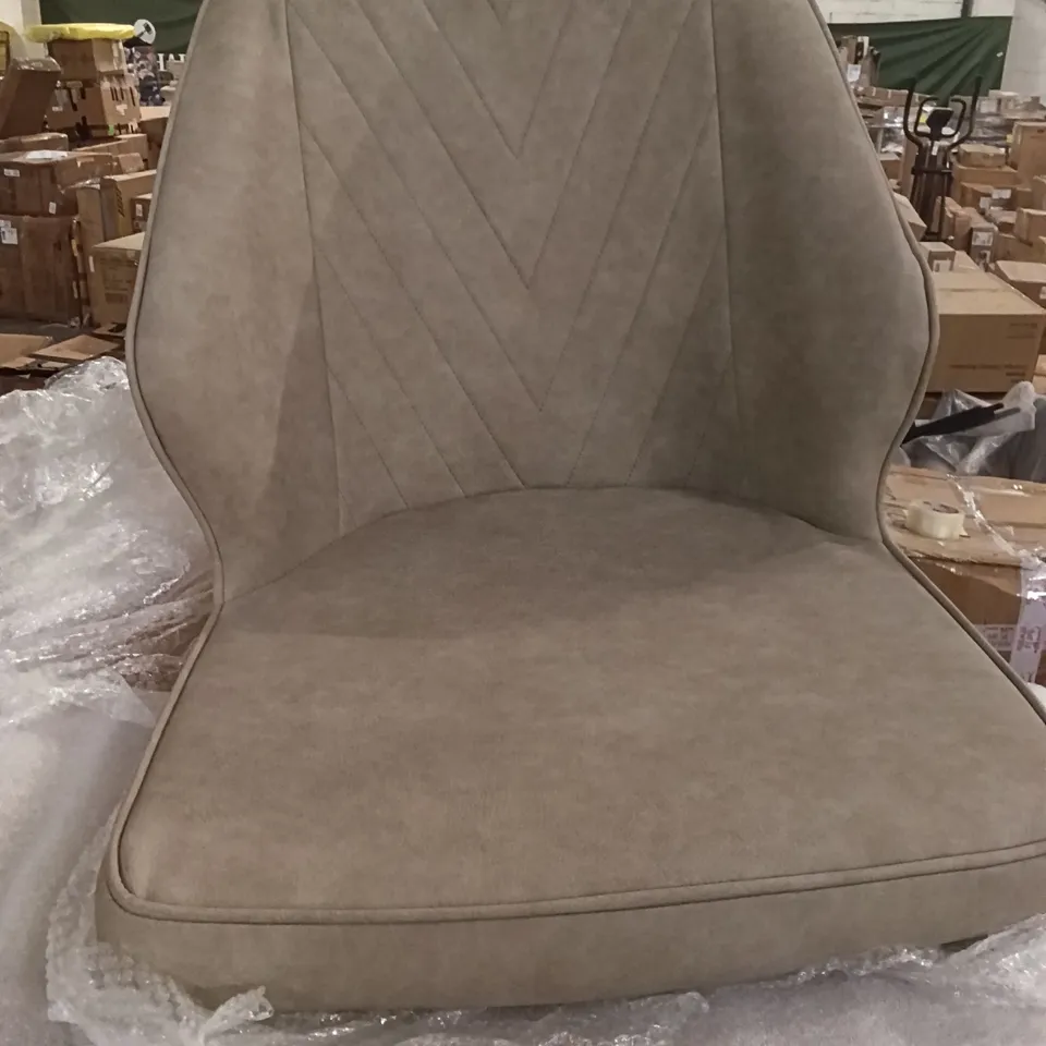 BOXED SET OF 2 GREY FAUX LEATHER DINING CHAIRS