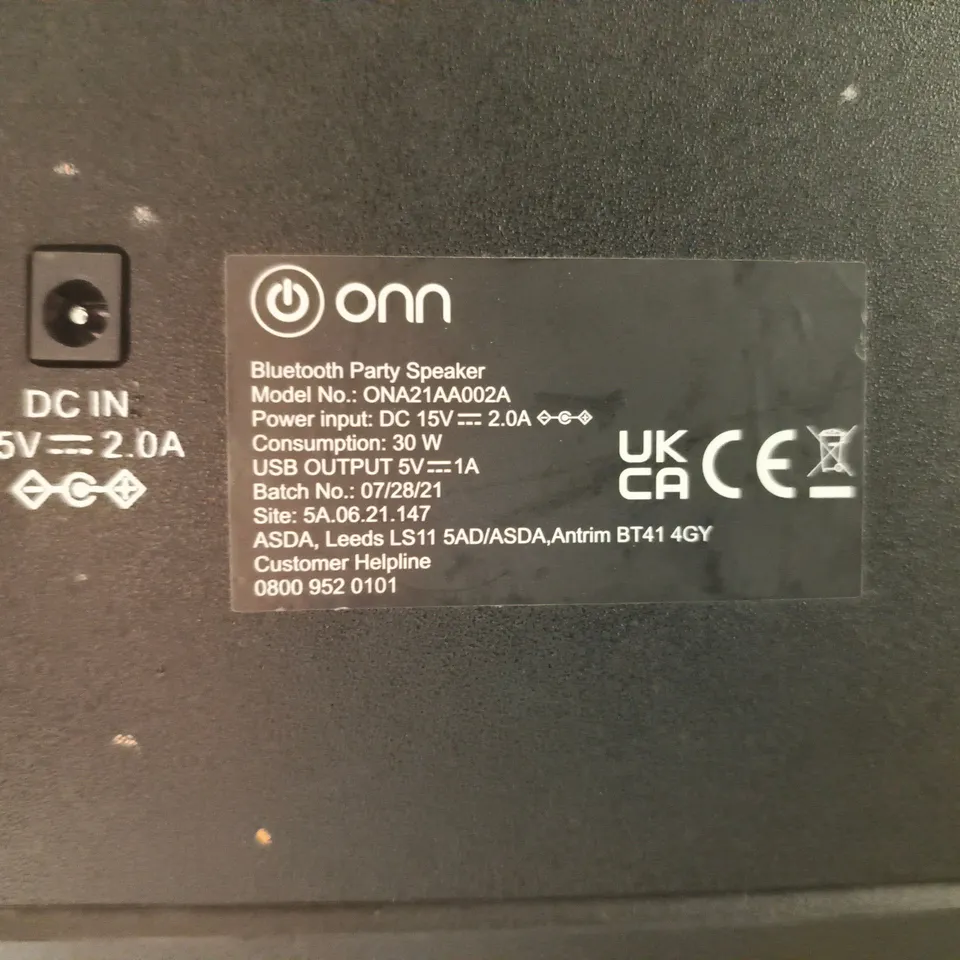 ONN BLUETOOTH PARTY SPEAKER ONA21AA002A – PORTABLE AUDIO