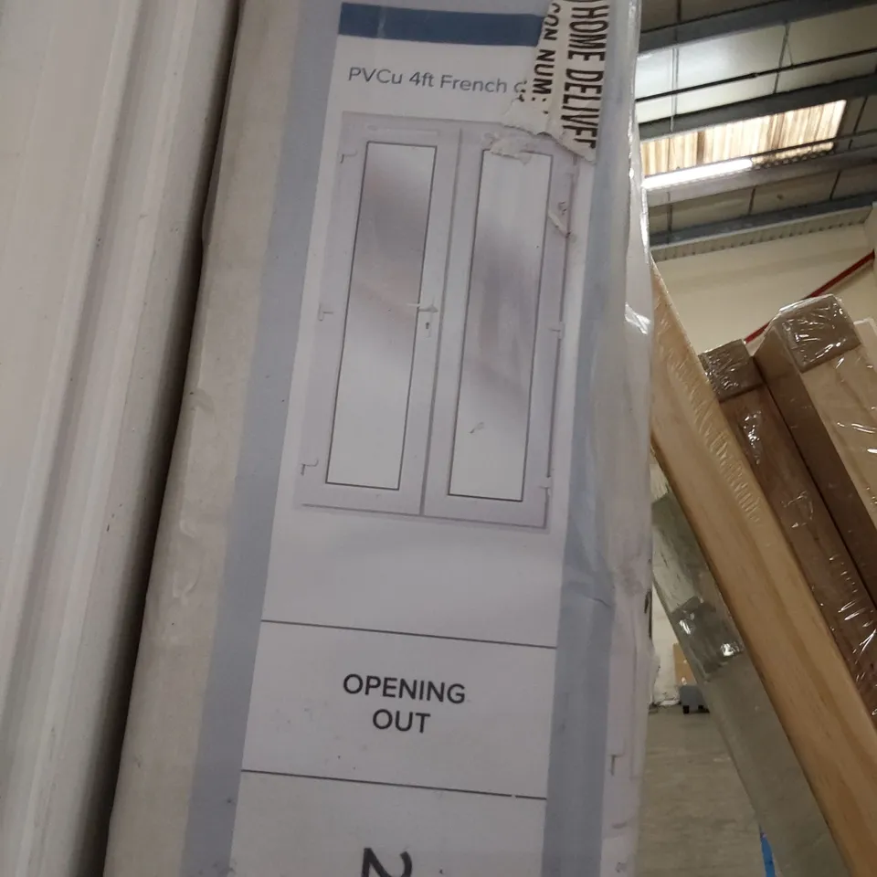 GEOM PVCU WHITE 4' FRENCH DOORS & FRAME OPEN OUT 2055 × 1190mm