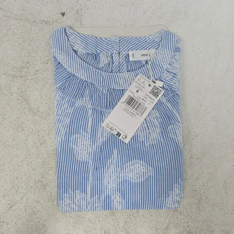 MANGO KID'S FLORAL EMBROIDERY BLOUSE IN SKY BLUE SIZE 6