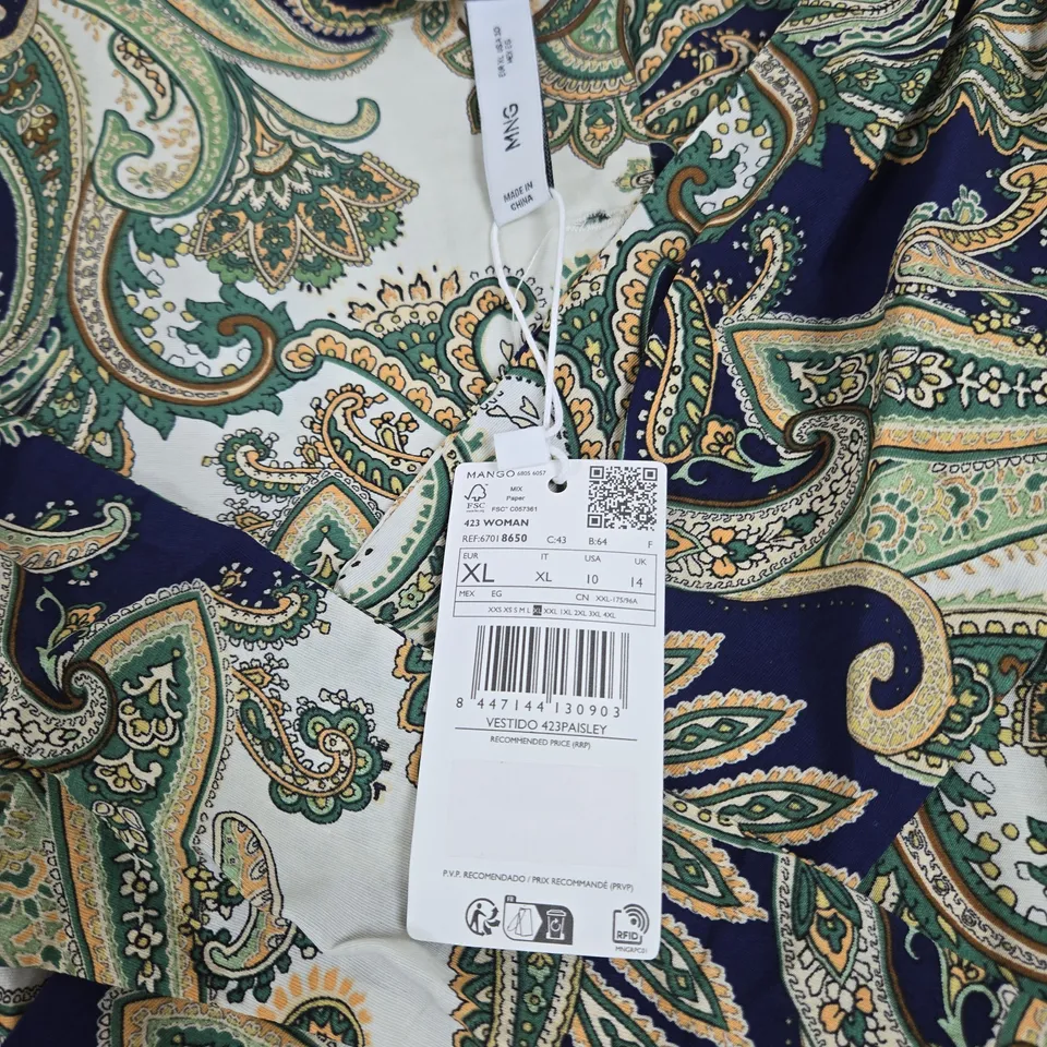 MANGO PAISLEY PATTERN DRESS UK 14 TAGGED