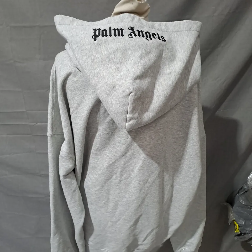 PALM ANGLES EMBROIDED LIGHT GREY HOODIE - MEDIUM