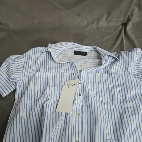 ZARA STRIPED SHIRT – BLUE & WHITE, SIZE L
