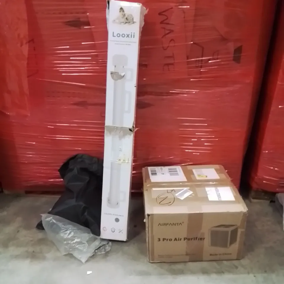 PALLET OF ASSORTED HOUSEHOLD GOODS AND PRODUCTS TO INCLUDE;AIR PURIFIER,RETRACTABLE SAFETY GATE,WATERPROOFS