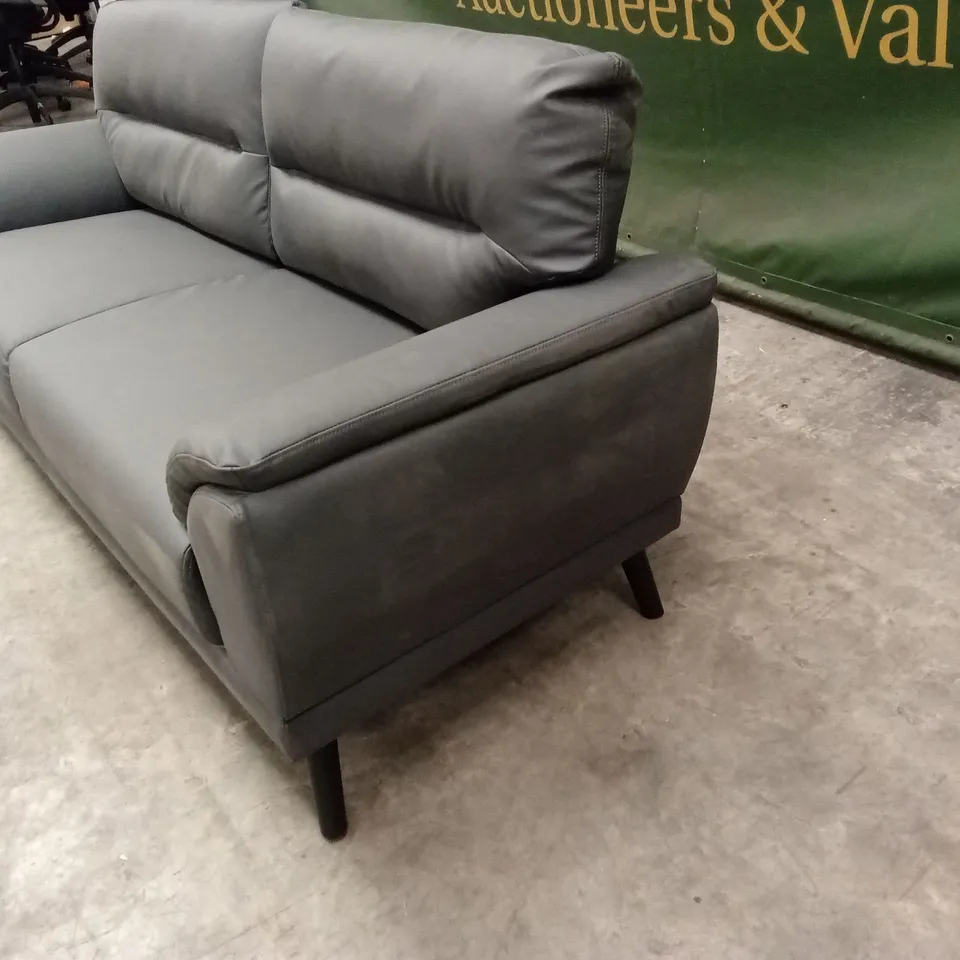 ALENA GREY FAUX LEATHER SOFA 