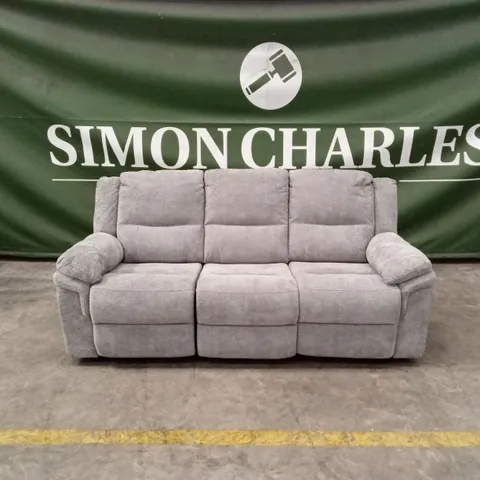 ALBION 3 SEATER FABRIC MANUAL RECLINER SOFA - GREY