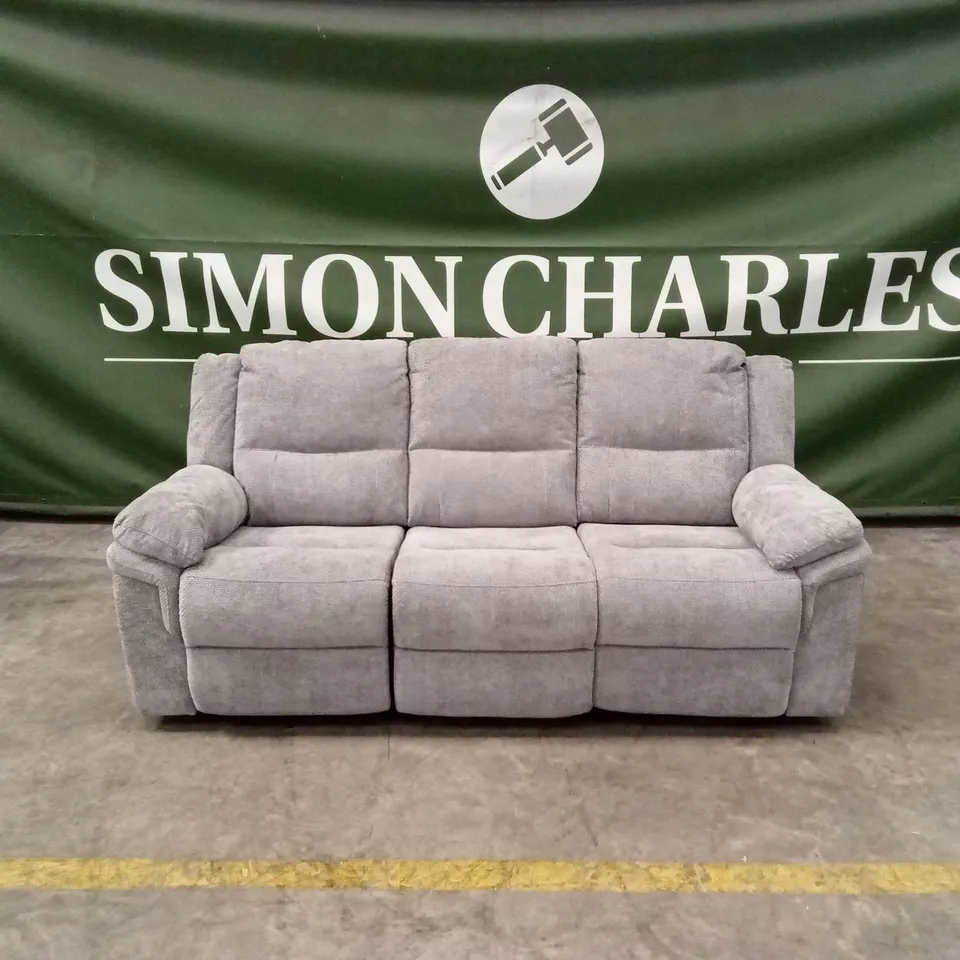 ALBION 3 SEATER FABRIC MANUAL RECLINER SOFA - GREY RRP £679