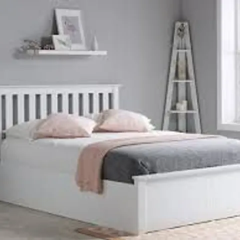 BOXED BIRLEA 135CM PHOENIX OTTOMAN BED - WHITE (4 BOXES)