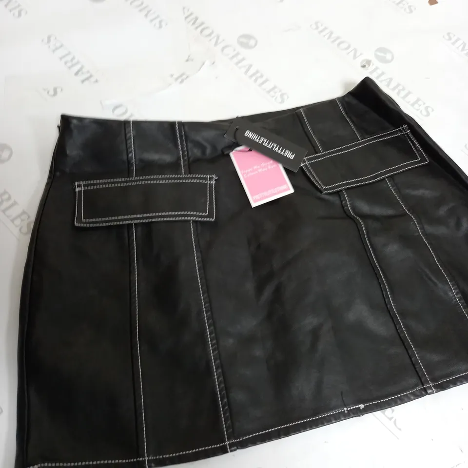PRETTYLITTLETHING BLACK WASHED FAUX LEATHER - UK SIZE 10