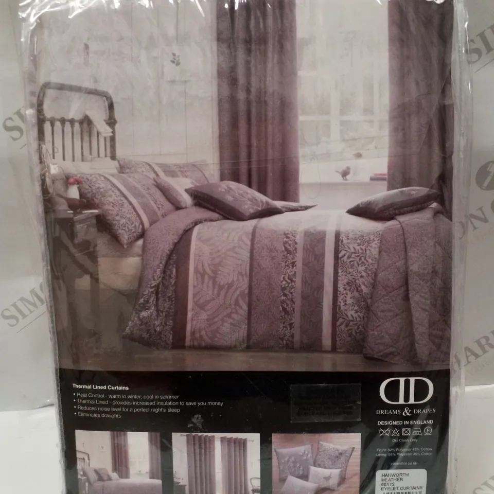 BRAND NEW DREAMS & DRAPES HANWORTH 168×183CM THERMAL LINED CURTAINS - HEATHER PURPLE 