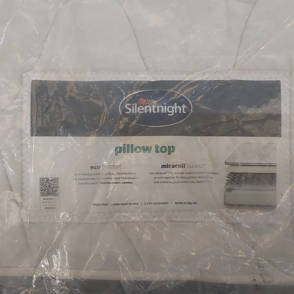 BAGGED SILENTNIGHT 5FT KING SIZED PILLOWTOP ECO COMFORT MIRACOIL SUPPORT MATTRESS 