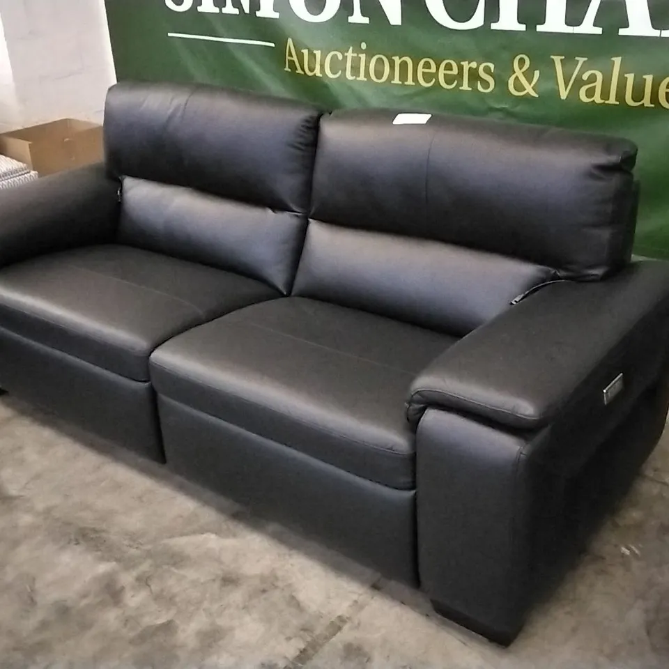 QUALITY ITALIAN DESIGNER GRADO POWER RECLINER LARGE SOFA IN BLACK LEATHER 