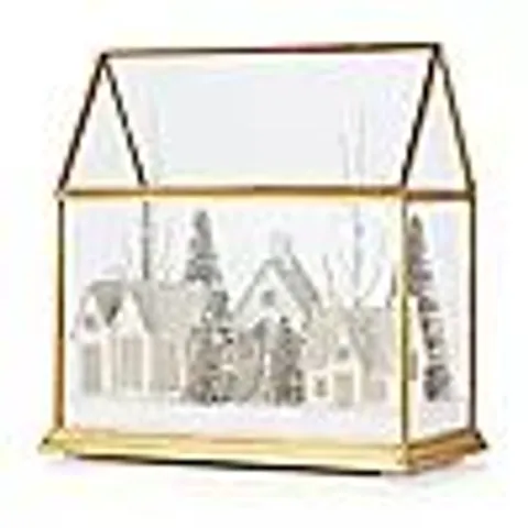 HOME STORIES PRE LIT SNOW VILLAGE IN GLASS HOUSE