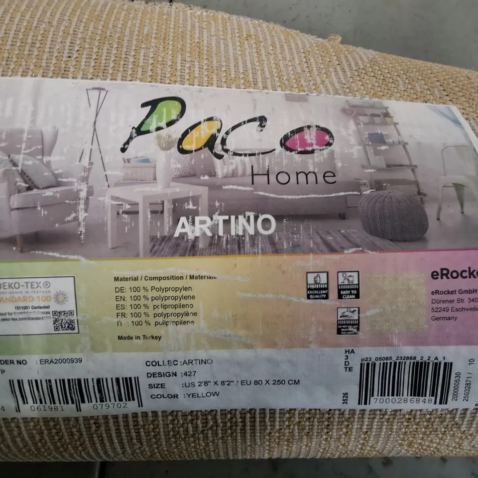 BRAND NEW PACO ARTINO RUG IN YELLOW - 80X250CM