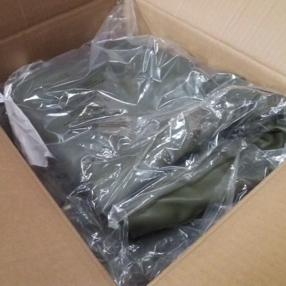 BOX CONTAINING APPROXIMATELY 13 BRAND NEW JD WILLIAMS CARK OLIVE PU LEGGINGS - SIZE 30
