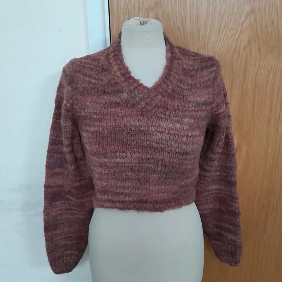 OUR LEGACY CROPPED KNIT JUMPER IN ROSE PINK SMUDGE SIZE 4