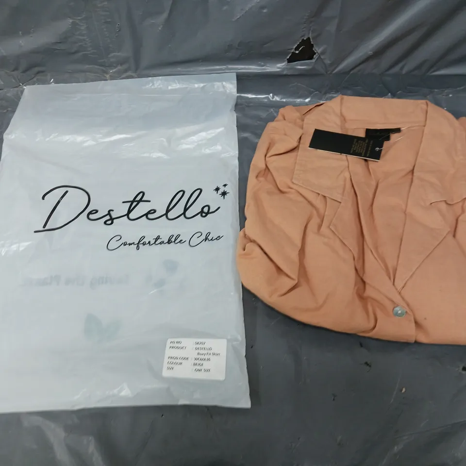 40 BRAND NEW DESTELLO BOXY FIT SHIRT BEIGE ONE SIZE 