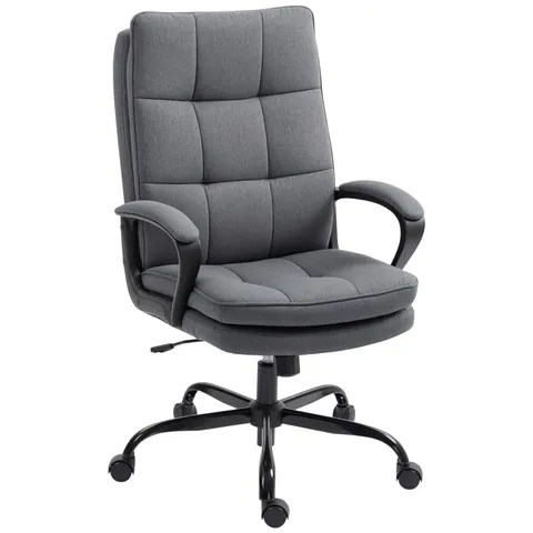 BOXED HOMCOM DOUBLE PADDED LINEN-LOOK OFFICE CHAIR - CHARCOAL GREY (1 BOX)