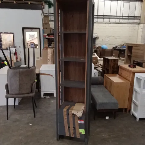 DESIGNER TALL BOOKCASE WITH 2 DRAWERS - BROWN/ANTHRACITE 