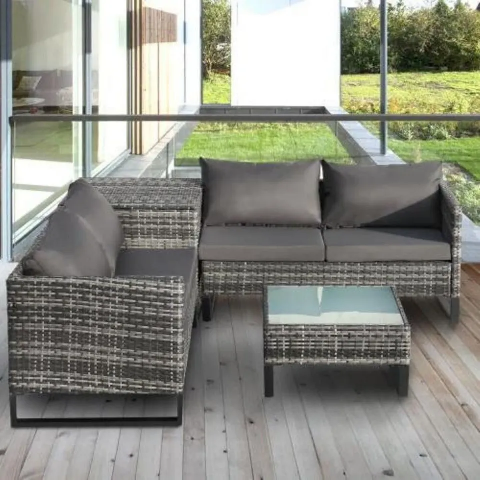 BOXED CEMILE 4 SEATER PATIO SOFA SET (3 BOXES)