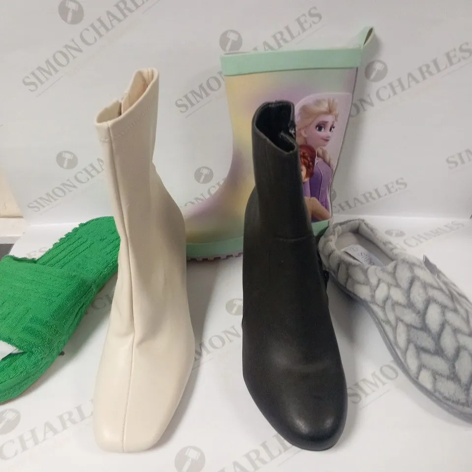 APPROXIMATELY 9 PAIRS OF ASSORTED FOOTWEAR TO INCLUDE; THE SLIPPER COMPANY, ATMOSPHERE AND H AND M