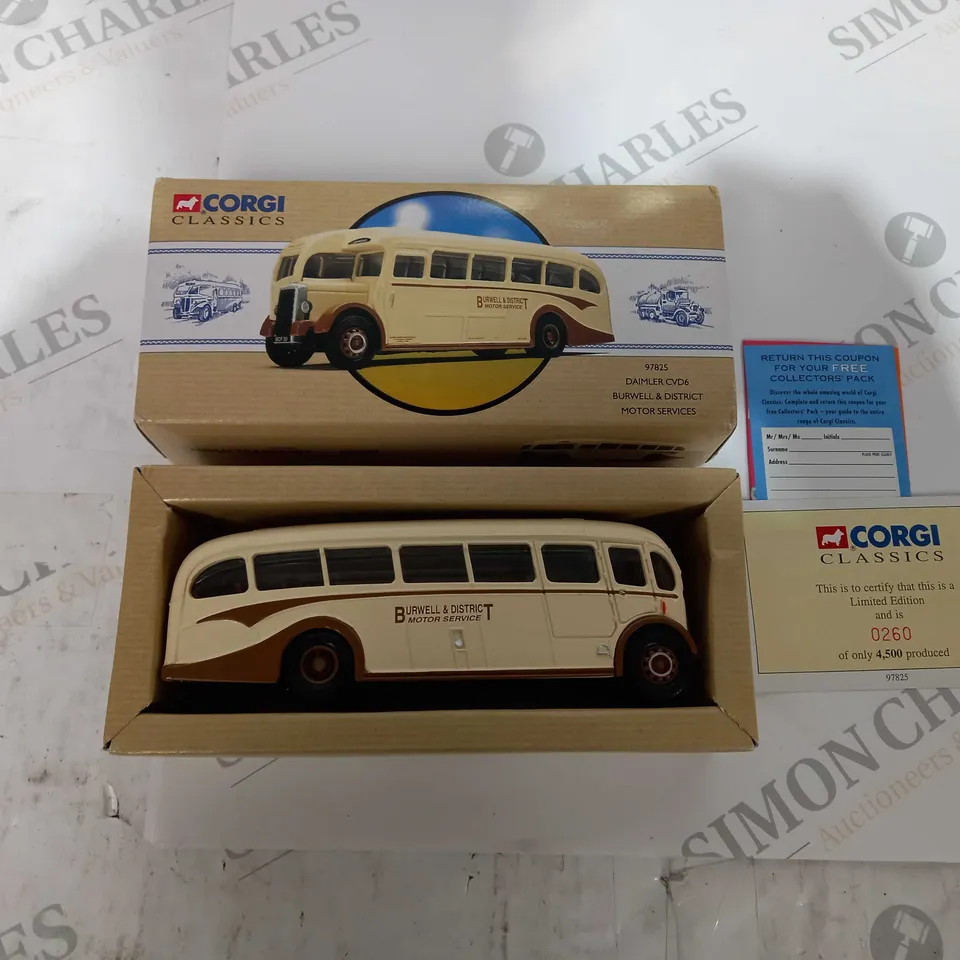BOXED CORGI CLASSICS (97825) DAIMLER CVD6 BURWELL AND DISTRICT MOTOR SERVICES