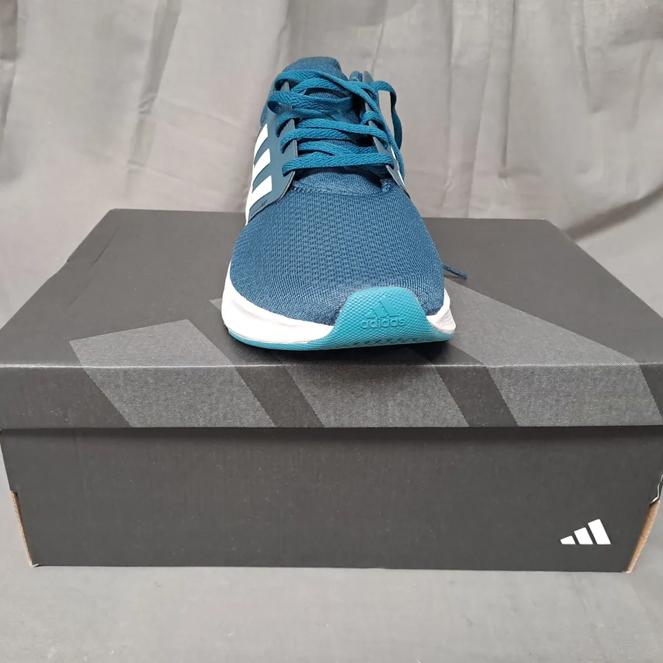 BOXED PAIR OF ADIDAS GALAXY 6 SHOES IN DARK TEAL/LIME GREEN UK SIZE 8