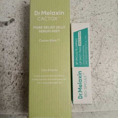 DR MELAXIN CACTOX JELLY SERUM MIST & BIO SPECULE PLUMPING LIP SHOT 