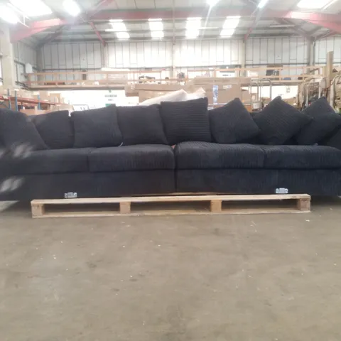 LARGE BLUE CUSHIONED SOFA 4-6 PEOPLE 
